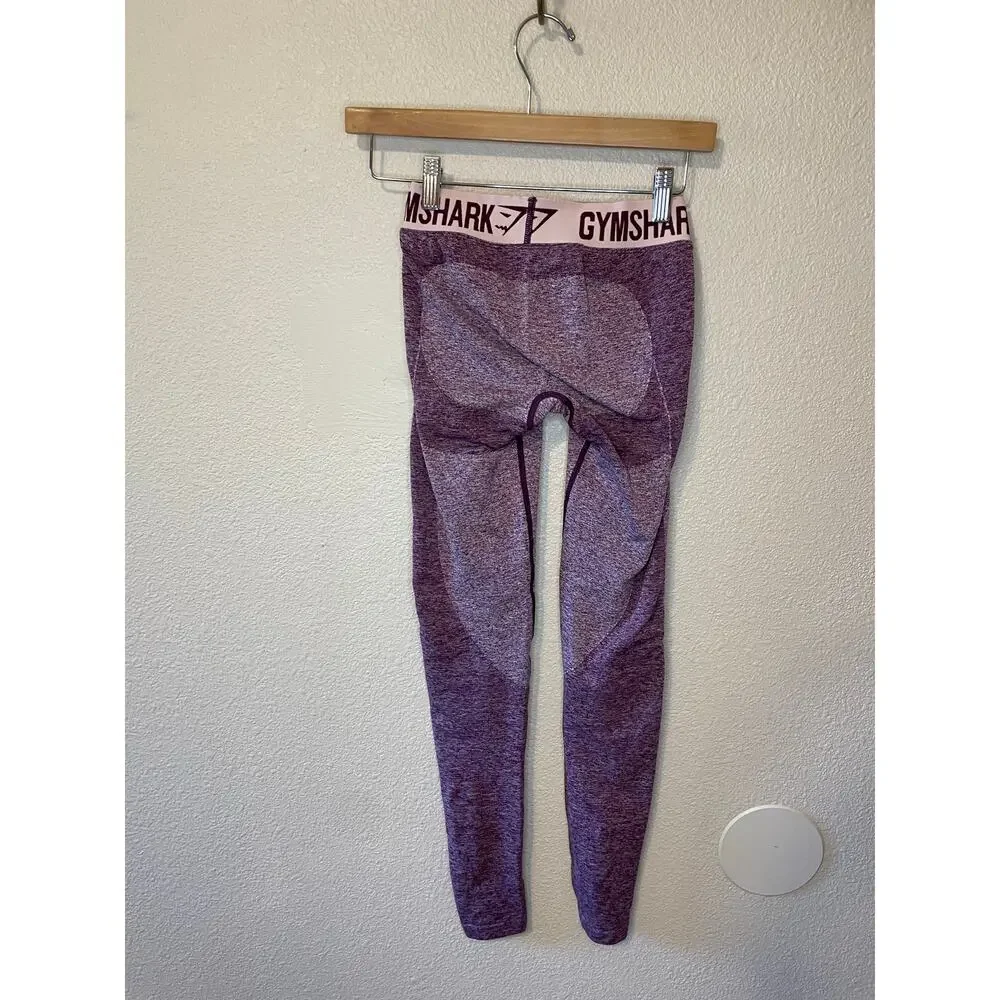 Gymshark Flex Mid Rise Heathered Purple Activewear Leggings/ Gym Tights Size XS - Picture 2 of 11